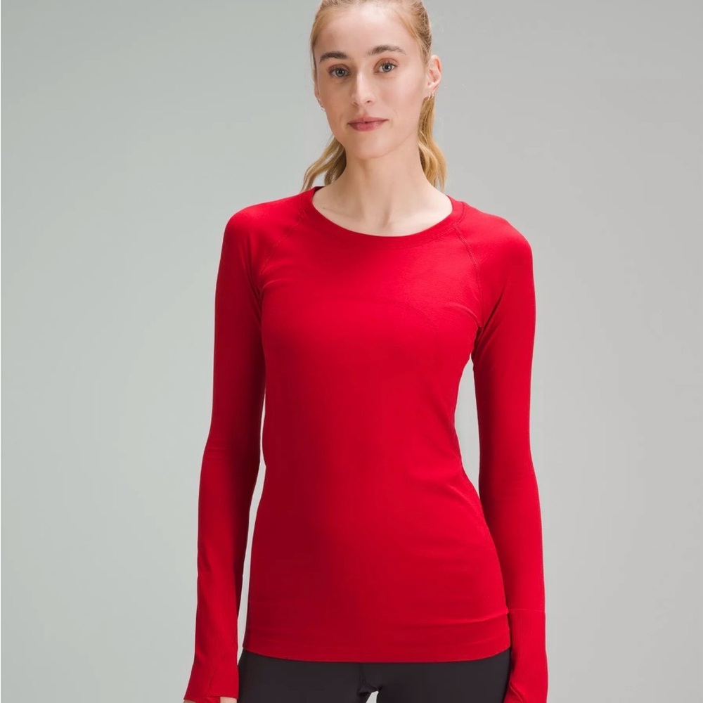 Lululemon Elegant Red Long Sleeve Women's Top